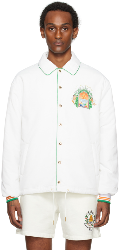 Shop Casablanca White Printed Jacket