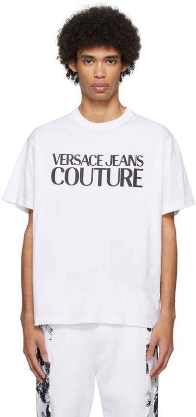 Shop Versace Jeans Couture White Bonded T-shirt In E003 White