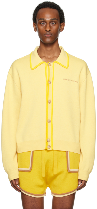 Shop King & Tuckfield Yellow Bomber Cardigan In Lemon Meringue