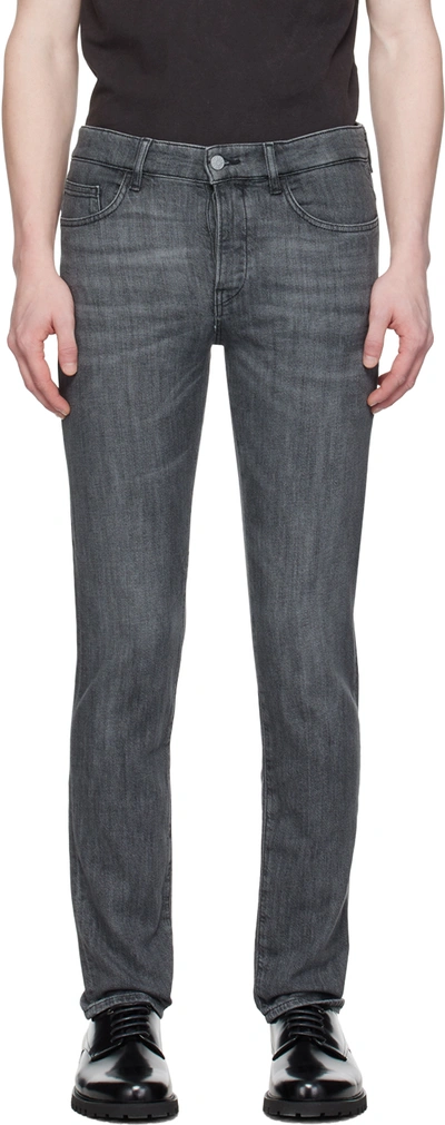 Shop Hugo Boss Gray Slim-fit Jeans In Dark Grey 029