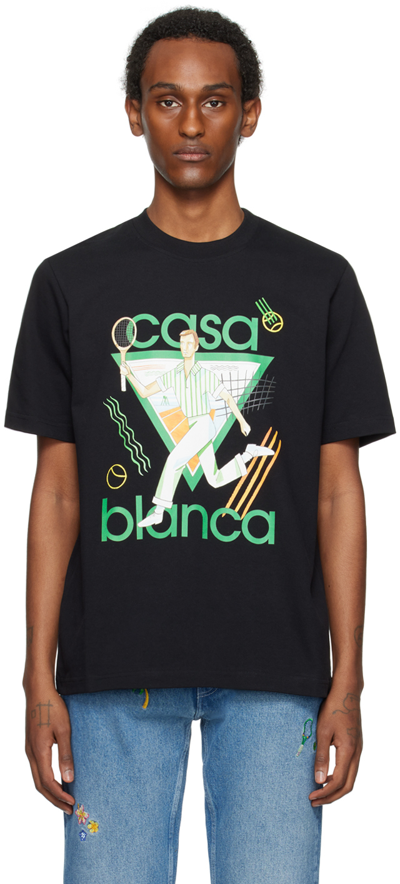 Shop Casablanca Ssense Exclusive Black 'le Jeu' T-shirt