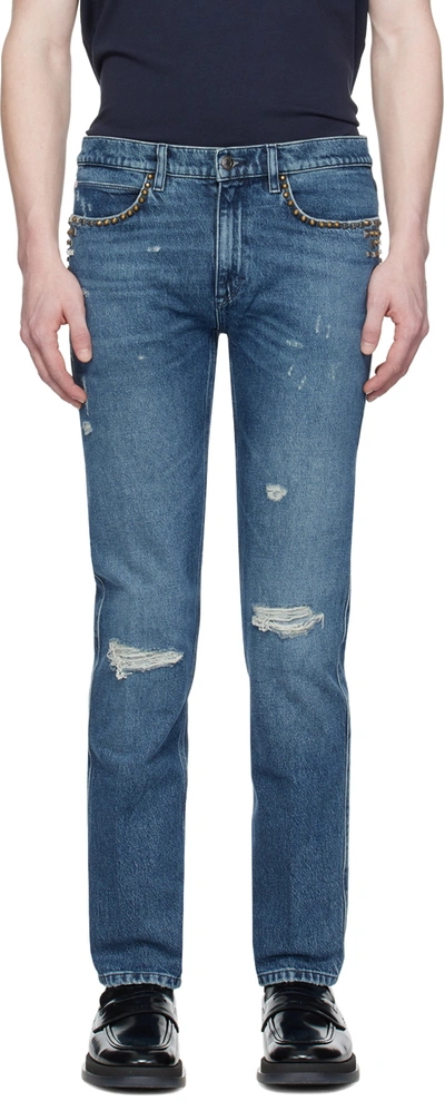 Shop Hugo Indigo Slim-fit Jeans In Bright Blue 430