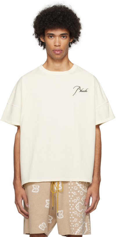 Shop Rhude Off-white Reverse T-shirt In Vtg White