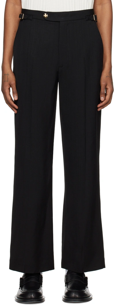 Casablanca Trousers In Viscose Blend With Adjustable Straps In Black
