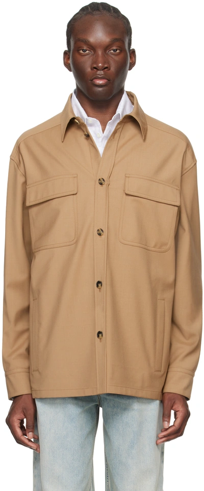 Shop Valentino Beige Spread Collar Jacket