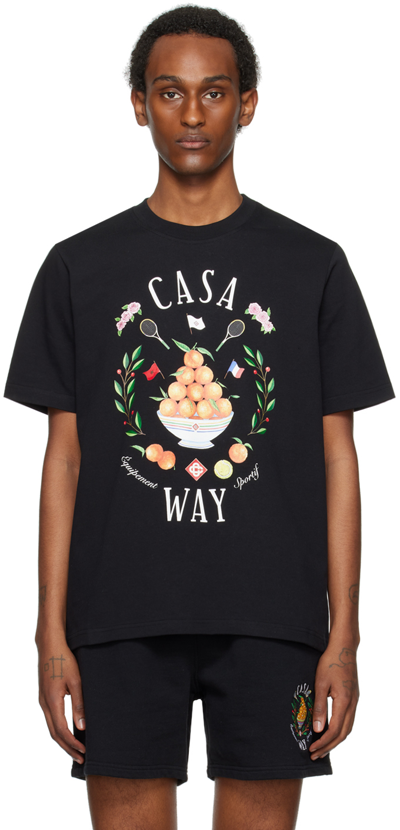 Shop Casablanca Ssense Exclusive Black 'casa Way' T-shirt