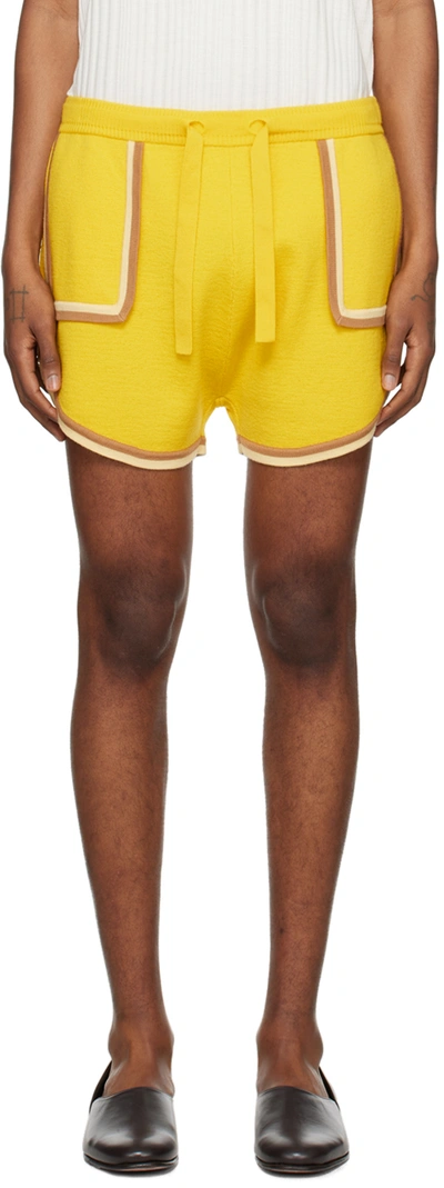 Shop King & Tuckfield Yellow Retro Shorts In Cyber Yellow