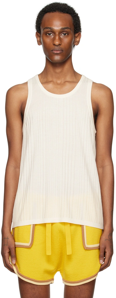 King & Tuckfield Off-white Irregular Rib Tank Top In White
