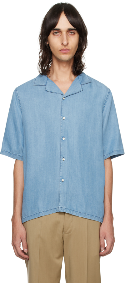 Shop Officine Generale Blue Eren Denim Shirt In Mid Blue