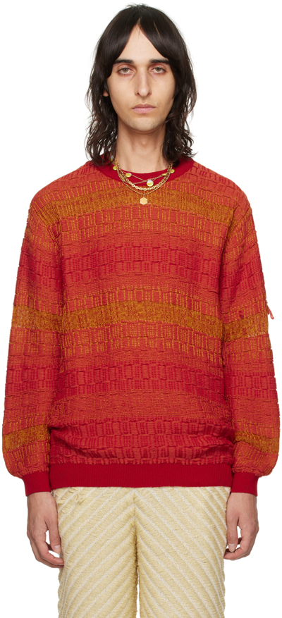 Shop Isa Boulder Ssense Exclusive Orange Pixel Sweater In Flame