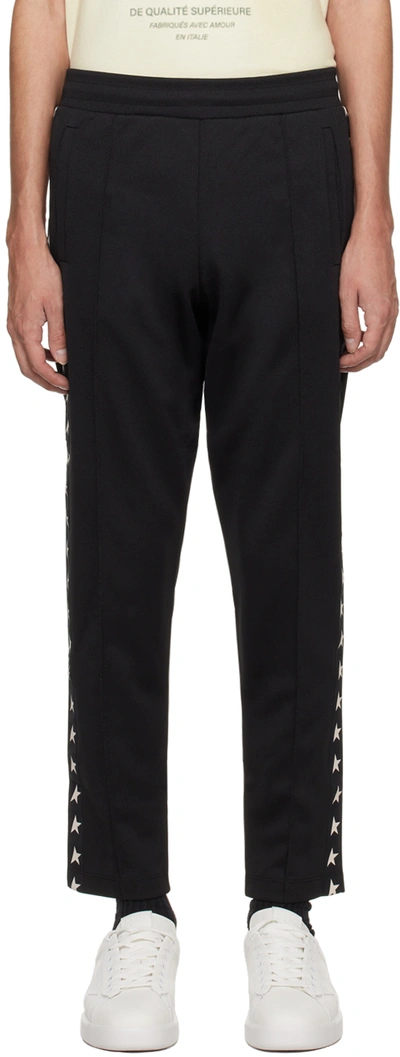 Shop Golden Goose Black Drawstring Sweatpants In 80203 Black/white