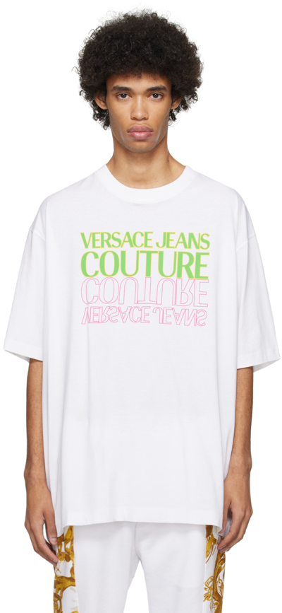 Shop Versace Jeans Couture White Upside Down T-shirt In E003 White
