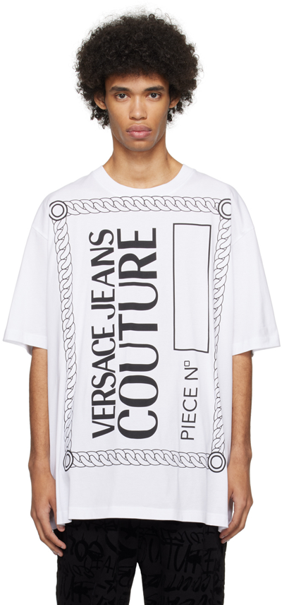 Shop Versace Jeans Couture White 'piece No.' T-shirt In E003 White