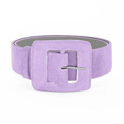 Shop Beltbe Suede Square Buckle Belt In Purple
