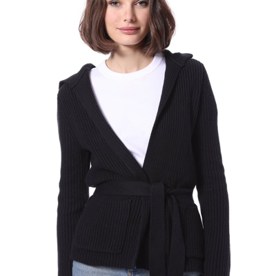 Shop Minnie Rose Cotton Cashmere Shaker Flyaway Cardigan With Pockets In Black