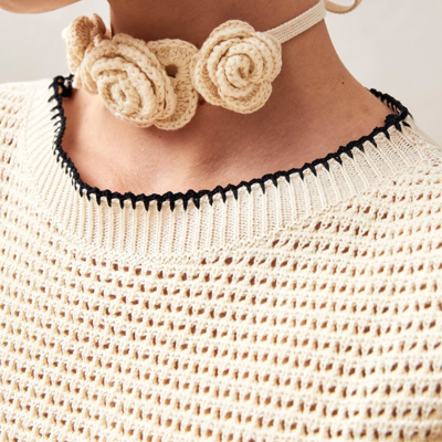 Shop Alohas Fleur Tricot Cotton Necklace In White