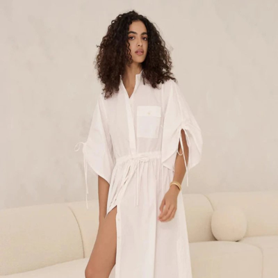 Shop Hevron Yana Dress White