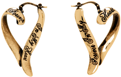 Shop Acne Studios Gold Heart Hoop Earrings In Byk Antique Gold