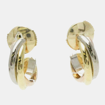 Pre-owned Cartier 18k Yellow Rose And White Gold Trinity Earrings