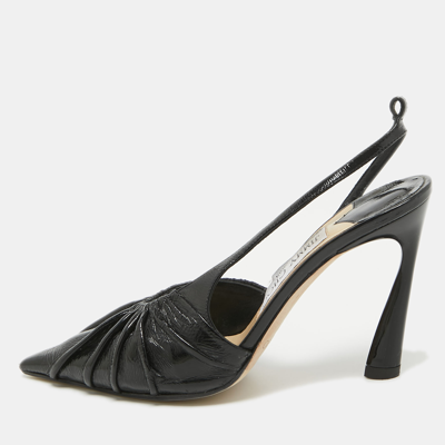 Pre-owned Jimmy Choo Black Leather Slingback Pumps Size 35