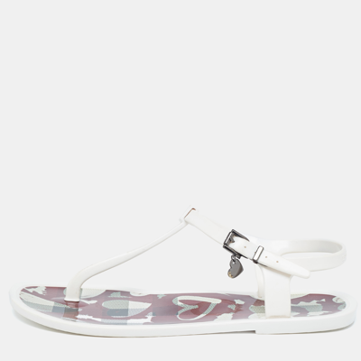 Pre-owned Burberry White Jelly Thong Sandals Size 40
