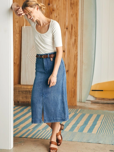 Shop Faherty Stretch Terry Midi Skirt Wash In Riverton
