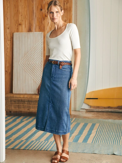 Shop Faherty Stretch Terry Midi Skirt Wash In Riverton