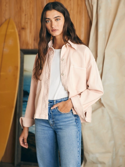 Shop Faherty Stretch Terry Overshirt Jacket In Peach Whip