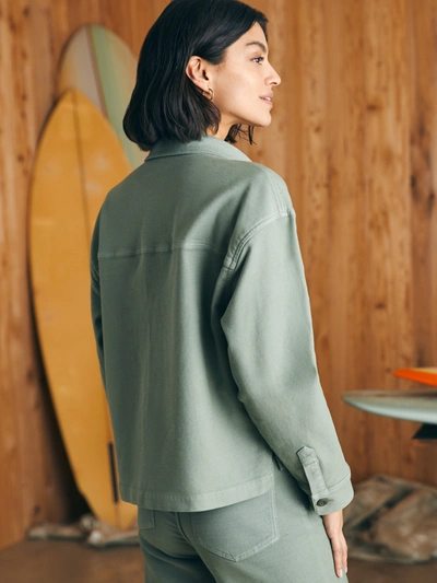 Shop Faherty Stretch Terry Overshirt Jacket In Coastal Sage