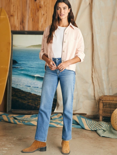 Shop Faherty Stretch Terry Overshirt Jacket In Peach Whip