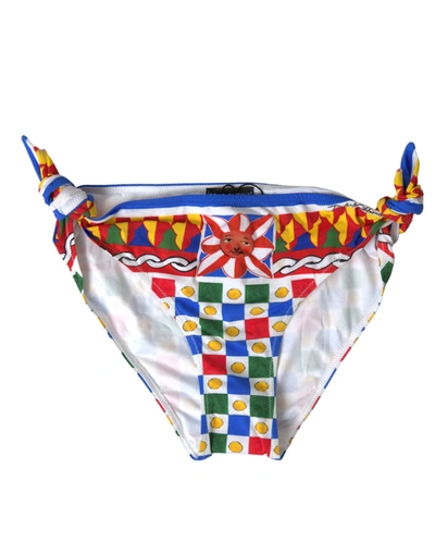 Shop Dolce & Gabbana Multicolor Carretto Print Bikini Women's Bottom
