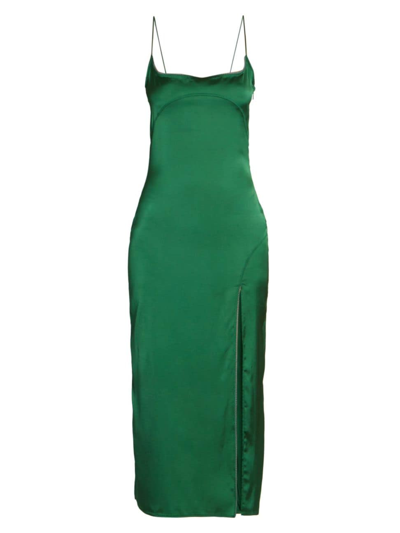 Shop Jacquemus Women's Notte Satin Midi-dress In Dark Green