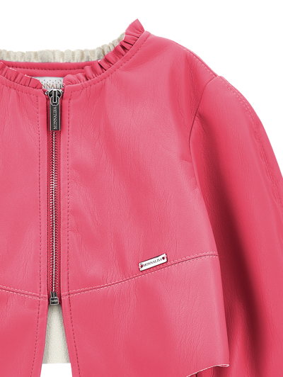 Monnalisa Coated Fabric Jacket In Fuchsia