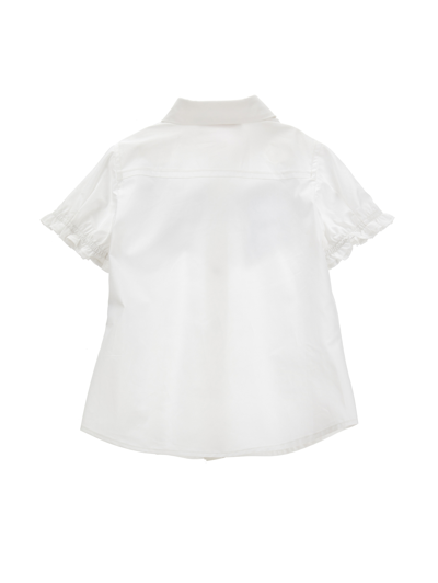 Shop Monnalisa Embroidered And Fringed Cotton Shirt In White + Rosa Fairytale