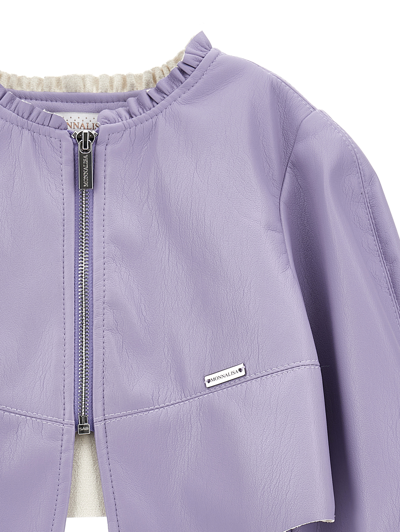 Monnalisa Coated Fabric Jacket In Wisteria