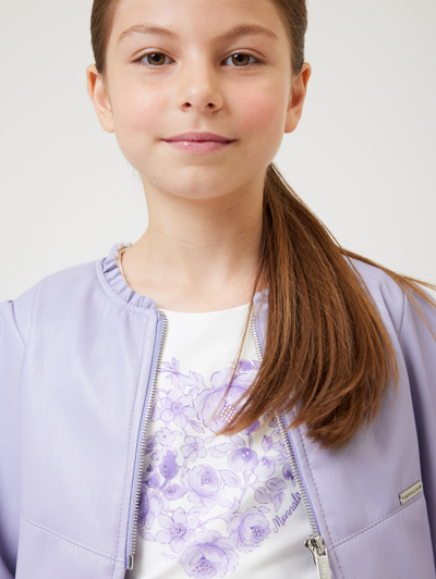 Monnalisa Coated Fabric Jacket In Wisteria