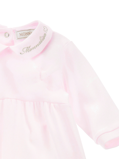 Monnalisa Playsuit With Tulle Details In Dusty Pink Rose