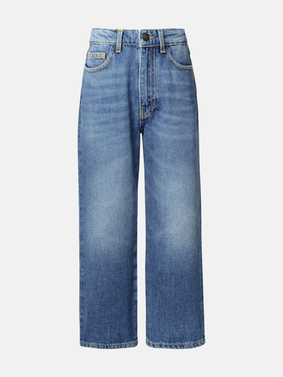Shop Palm Angels Jeans Curved Logo In Blue