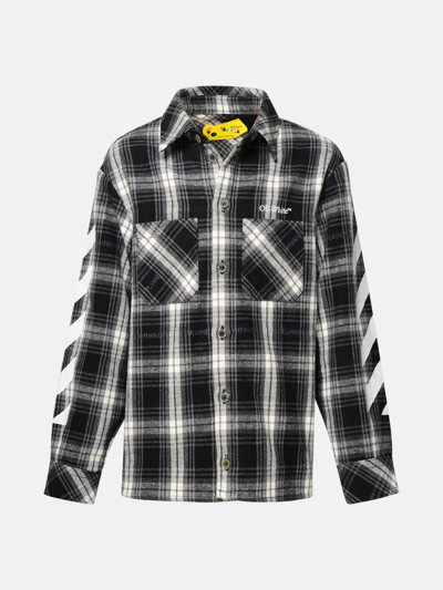 Shop Off-white Two-tone Cotton Blend Shirt In Black