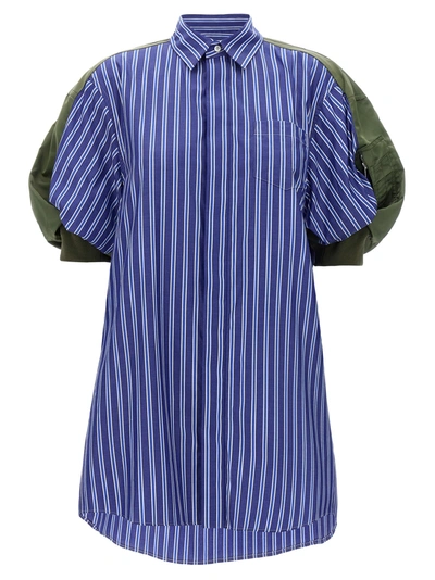 Shop Sacai Nylon Sleeve Shirt Dress Dresses In Multicolor