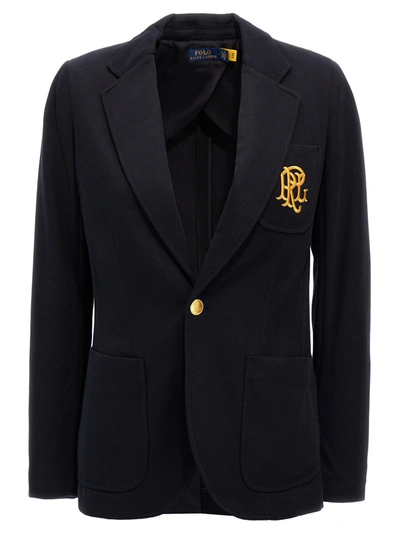 Shop Polo Ralph Lauren Crest Logo Blazer And Suits In Blue