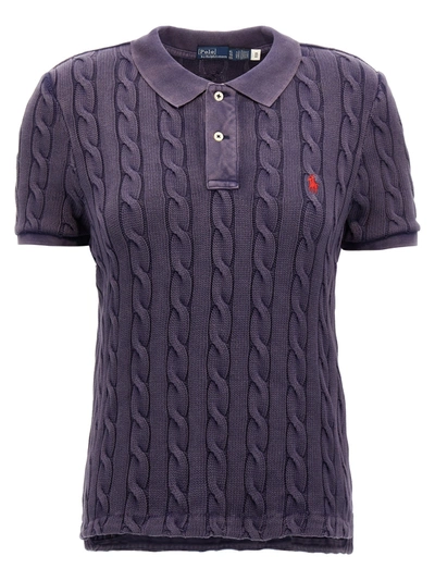 Shop Polo Ralph Lauren Logo Embroidery Braided Shirt Polo In Blue
