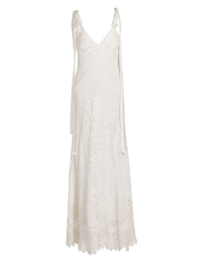 Shop Loveshackfancy Women's Lora Lace Maxi Dress In Antique White