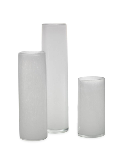 Shop Jamie Young Co. Gwendolyn Three-piece Hand-blown Glass Vase Set In White Glass