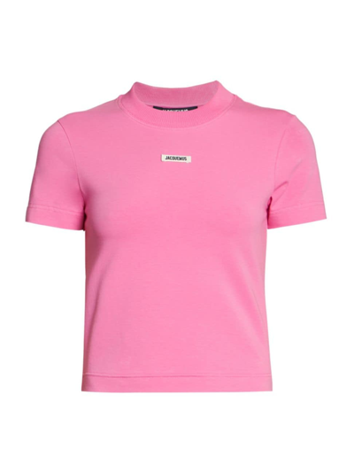 Shop Jacquemus Women's Grosgrain Cotton Logo T-shirt In Pink