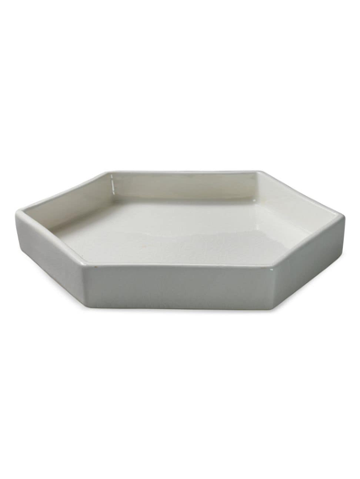 Shop Jamie Young Co. Porto Large Ceramic Tray In White Cera