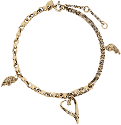 Shop Acne Studios Gold Charm Necklace In Byk Antique Gold