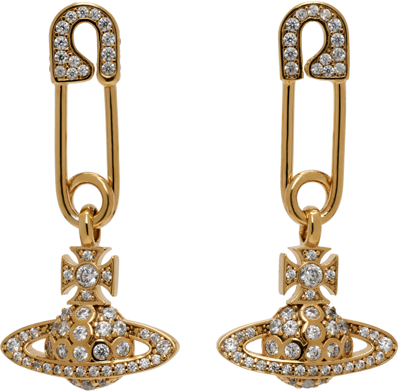 Shop Vivienne Westwood Gold Lucrece Earrings In R102 Gold White Cz