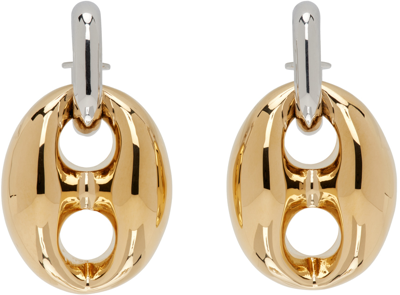 Shop Rabanne Silver & Gold Eight Chunky Earrings In M715 Gold / Silver