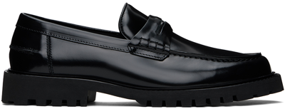 Shop Hugo Boss Black Leather Loafers In Black 001